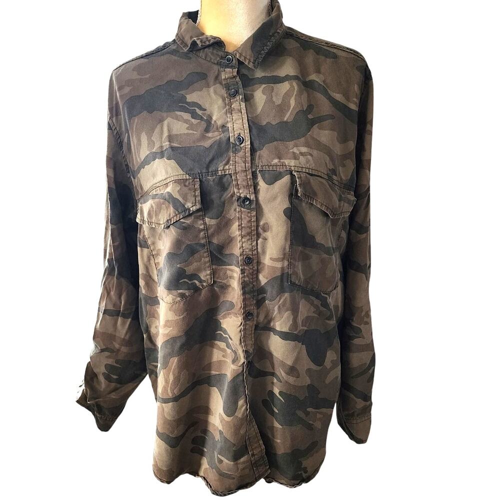 Dex Women's Long Sleeve Camo Button Down Shirt Size XXL